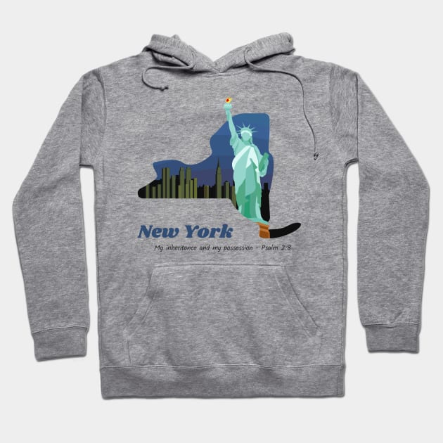 USA State of New York Psalm 2:8 - My Inheritance and possession Hoodie by WearTheWord